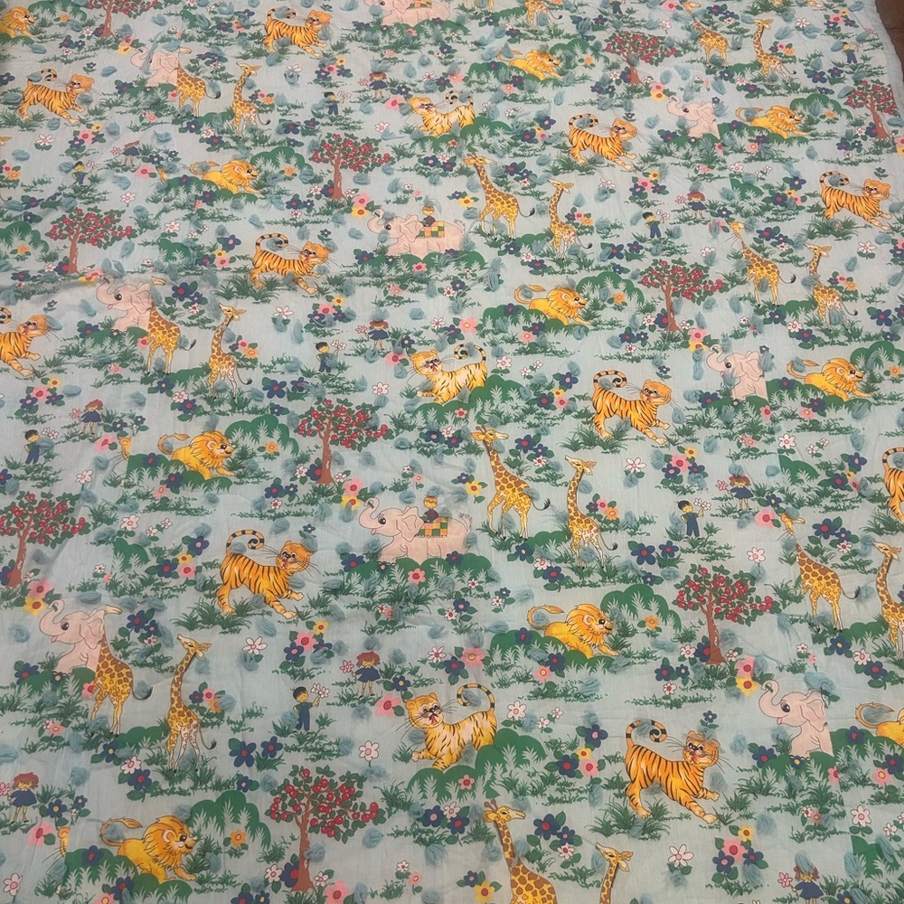Vintage Handmade Baby Animal Comforter Full Quilt 74x90”